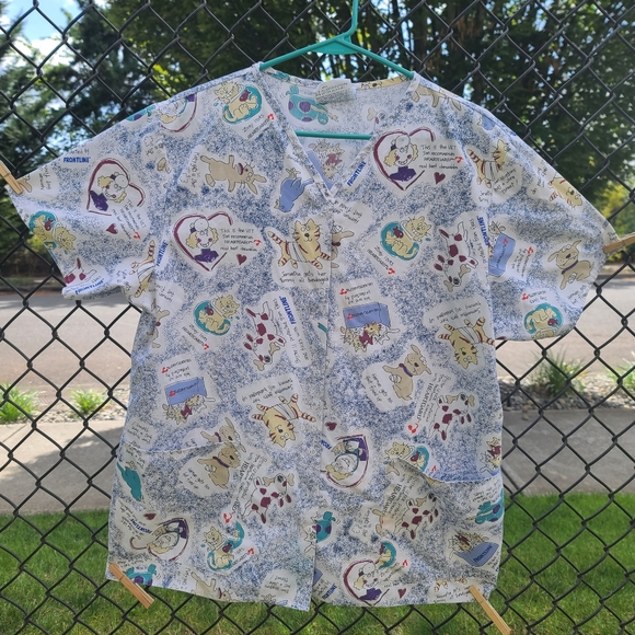 Vintage Scrub Top Vet Tech PAC - L - Picture 1 of 4
